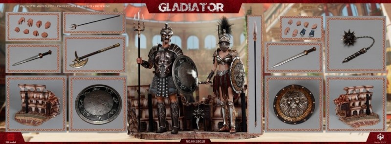 Figurky Empire Gladiator & Imperial Female Warrior Black 1/6 Action Figure Set
