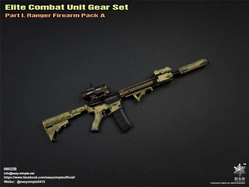 Sada zbraní pro 1/6 figurky - Elite Combat Unit Gear Set - Part 1 Ranger Firearm Pack A Snake Skin