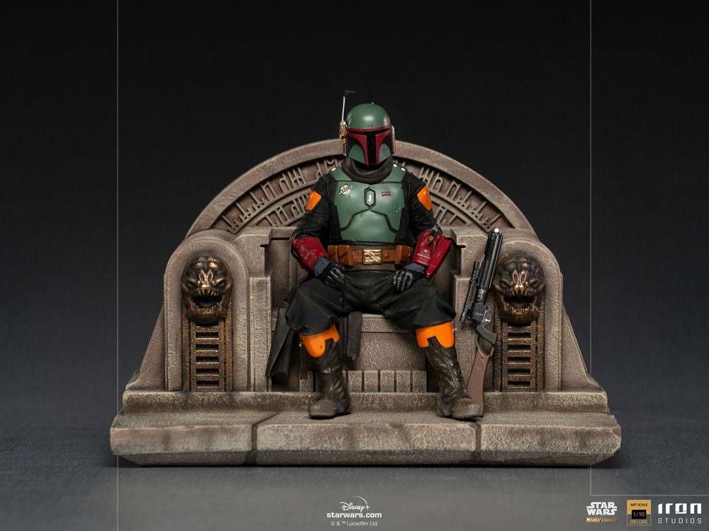 Soška Boba Fett on Throne - Star Wars The Mandalorian Deluxe Art Scale Statue 1/10