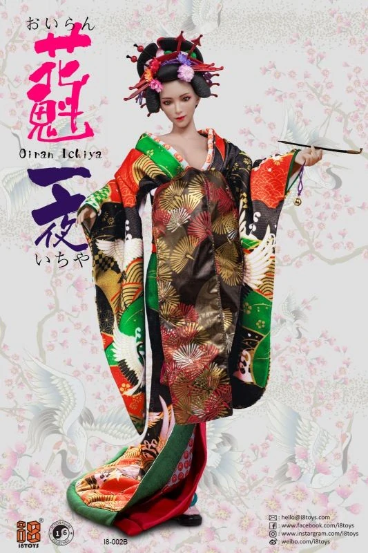 Sada příslušenství pro 1/6 figurku - Green Oiran Ichiya Furisode Clothing Set