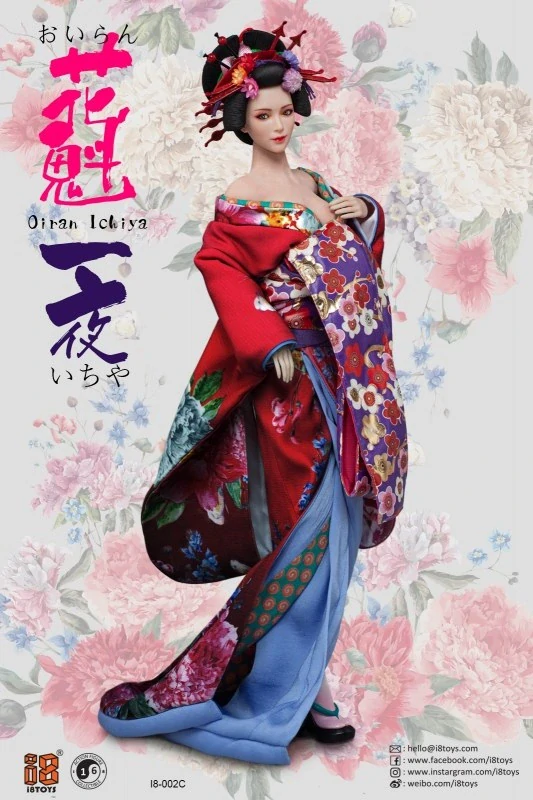 Sada příslušenství pro 1/6 figurku - Red Oiran Ichiya Furisode Clothing Set