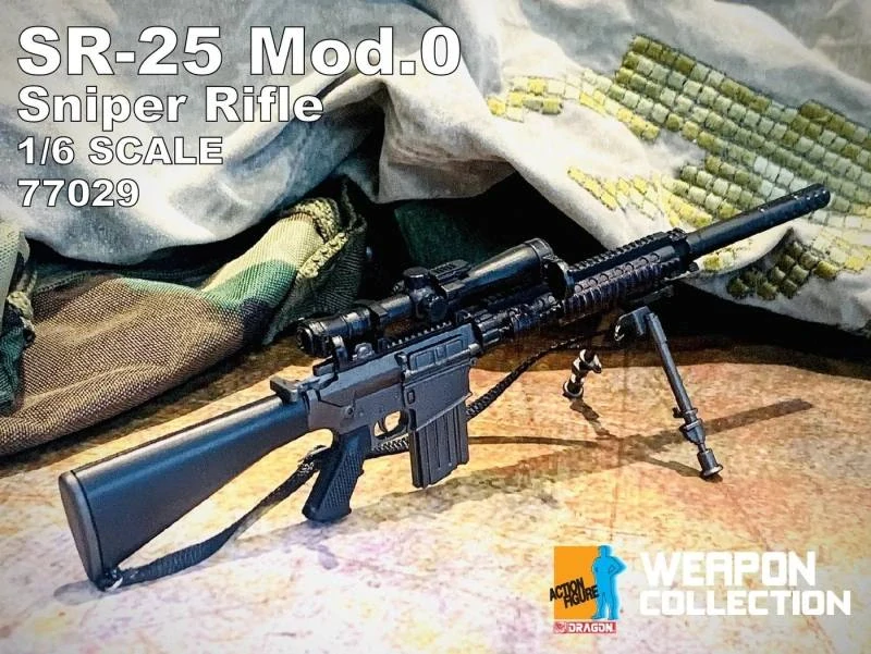 Zbraň pro 1/6 figurky SR-25 Mod0 Sniper Rifle (Black)