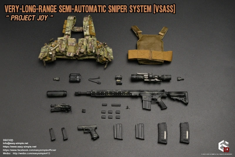 Zbraň pro 1/6 figurky Very Long Range Semi Automatic Sniper System VSASS Set - Project Joy Shadow (Snake Skin)