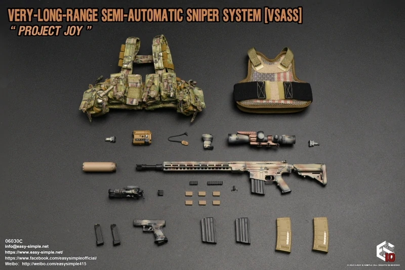 Zbraň pro 1/6 figurky Very Long Range Semi Automatic Sniper System VSASS Set - Project Joy Arid (Snake Skin)