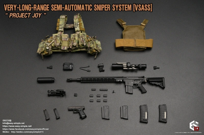 Zbraň pro 1/6 figurky Very Long Range Semi Automatic Sniper System VSASS Set - Project Joy (Black)