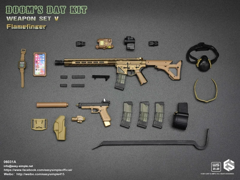 Zbraň pro 1/6 figurky Doom's Day Kit Weapon Set V Flamefinger (Gold)