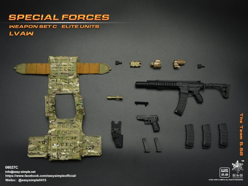 Zbraň pro 1/6 figurky Special Force Weapon Set C Elite Units LVAW - The Team 5.56 Assault Rifle (Black)