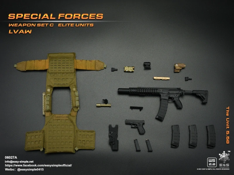 Zbraň pro 1/6 figurky Special Force Weapon Set C Elite Units LVAW - The Unit 5.56 Assault Rifle (Black)