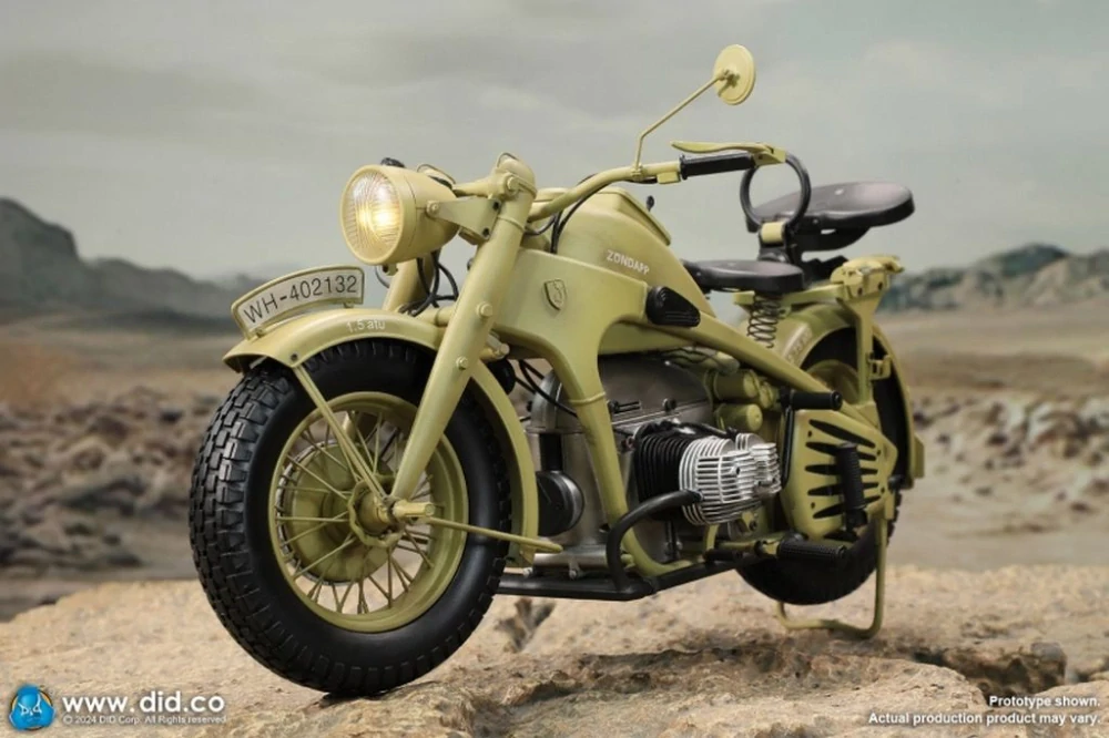 Motocykl 1/6 WWII German Zündapp KS 750 Motorcycle with Sidecar (Sand)