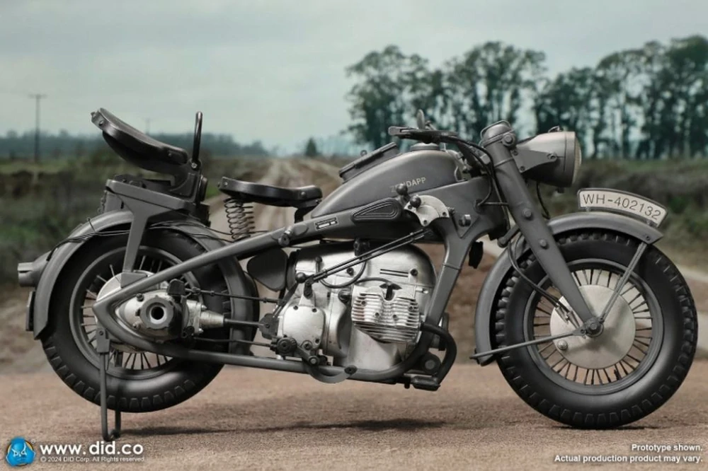 Motocykl 1/6 WWII German Zündapp KS 750 Motorcycle with Sidecar (Grey)