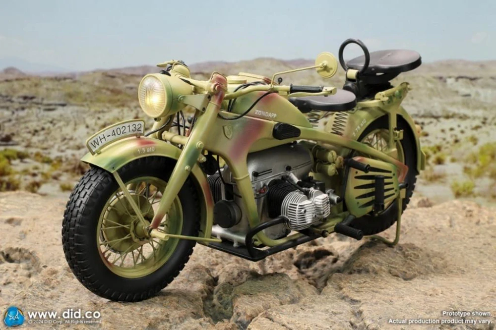 Motocykl 1/6 WWII German Zündapp KS 750 Motorcycle with Sidecar (3 Colors Camo)
