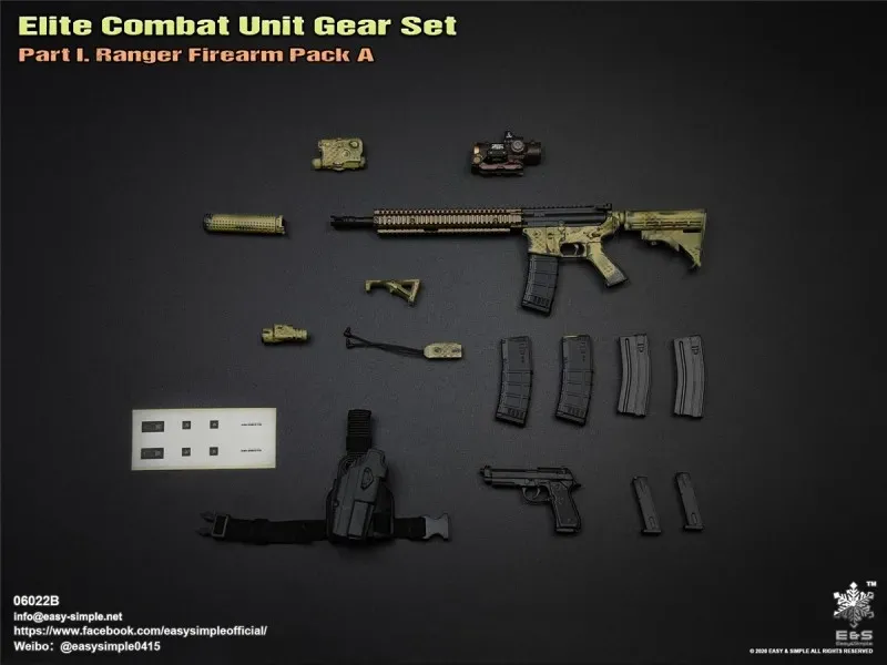 Sada zbraní pro 1/6 figurky - Elite Combat Unit Gear Set - Part 1 Ranger Firearm Pack A Snake Skin