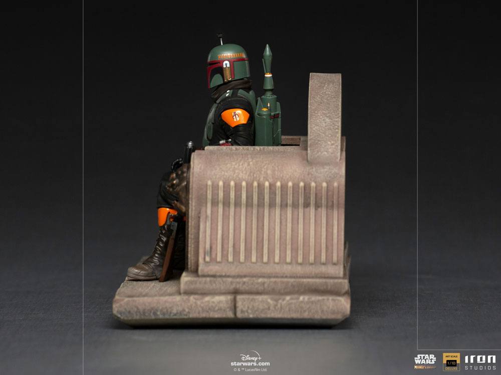 Soška Boba Fett on Throne - Star Wars The Mandalorian Deluxe Art Scale Statue 1/10