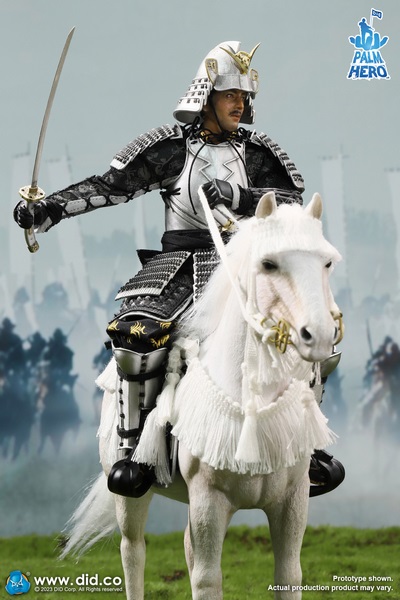 Figurka Uesugi Kenshin + White Horse - Palm Hero Japan Samurai Series 3 Action Figure 1/12
