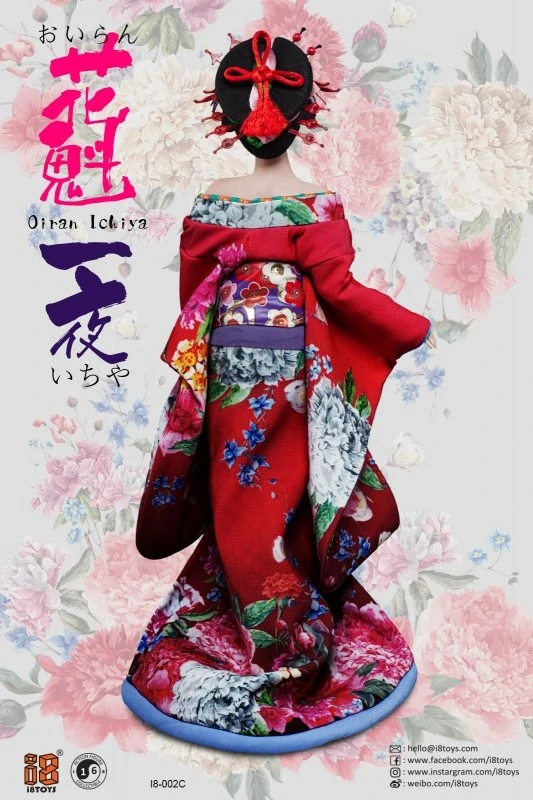 Sada příslušenství pro 1/6 figurku - Red Oiran Ichiya Furisode Clothing Set