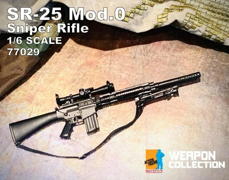 Zbraň pro 1/6 figurky SR-25 Mod0 Sniper Rifle (Black)
