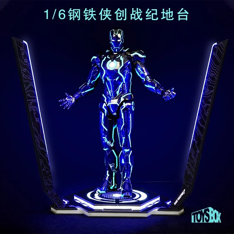 Diorama LED Light Up Neon Tech Iron Man Display Stand (Black) 1/6