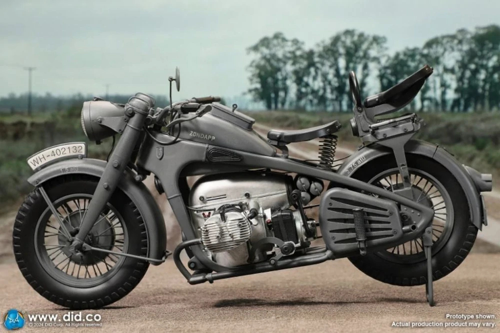 Motocykl 1/6 WWII German Zündapp KS 750 Motorcycle with Sidecar (Grey)