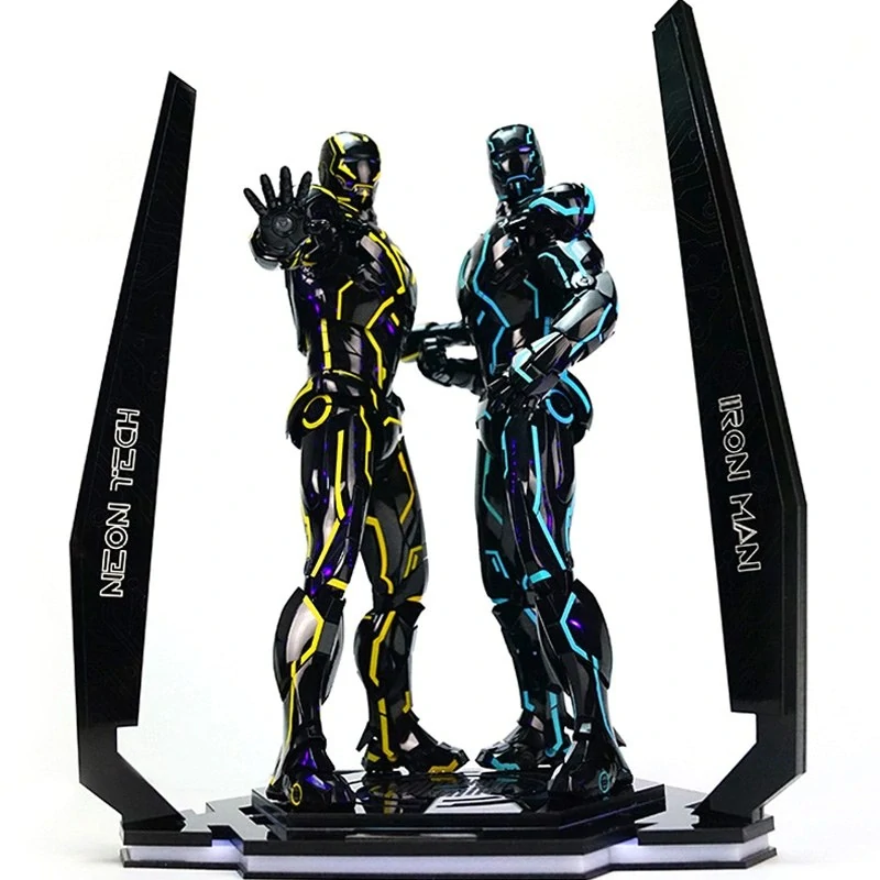 Diorama Ultra-Violet LED Light Up Neon Tech Iron Man Display Stand (Black) 1/6