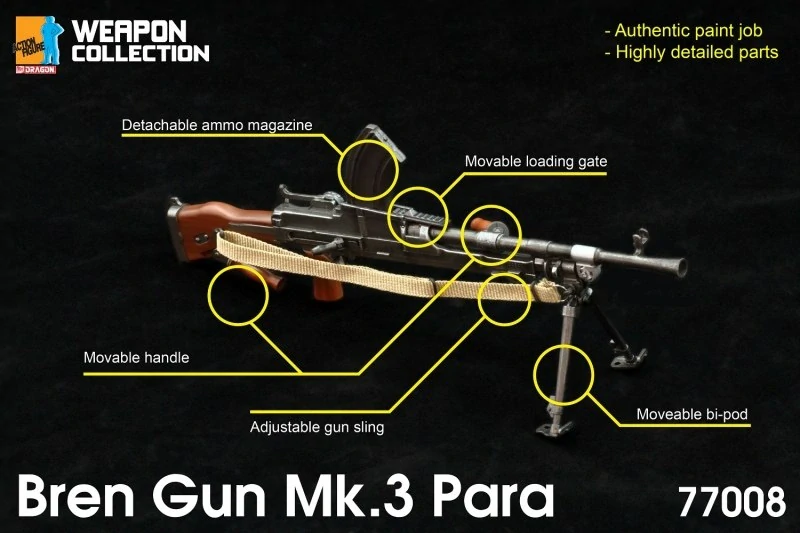 Zbraň pro 1/6 figurky Bren Gun MK3 Para Version Short Barrel (Black)