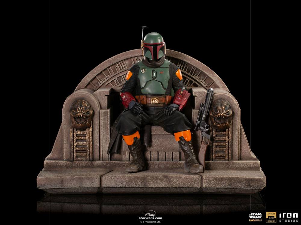 Soška Boba Fett on Throne - Star Wars The Mandalorian Deluxe Art Scale Statue 1/10