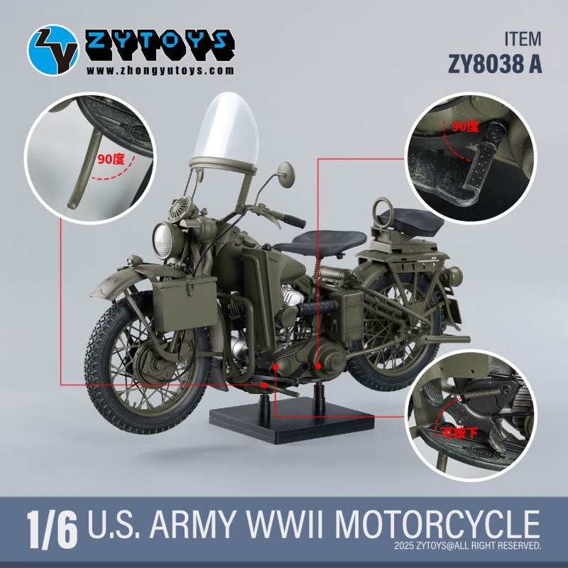 Motocykl US Army WWII Motorcycle Harley-Davidson (Olive Drab) 1/6