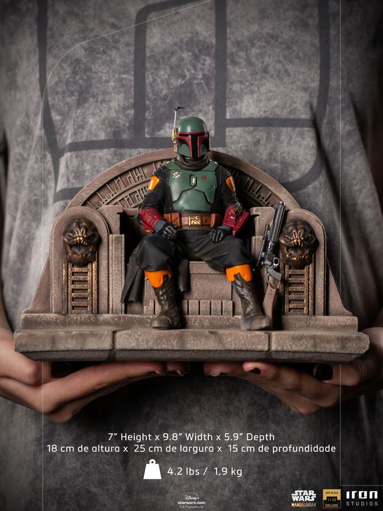 Soška Boba Fett on Throne - Star Wars The Mandalorian Deluxe Art Scale Statue 1/10
