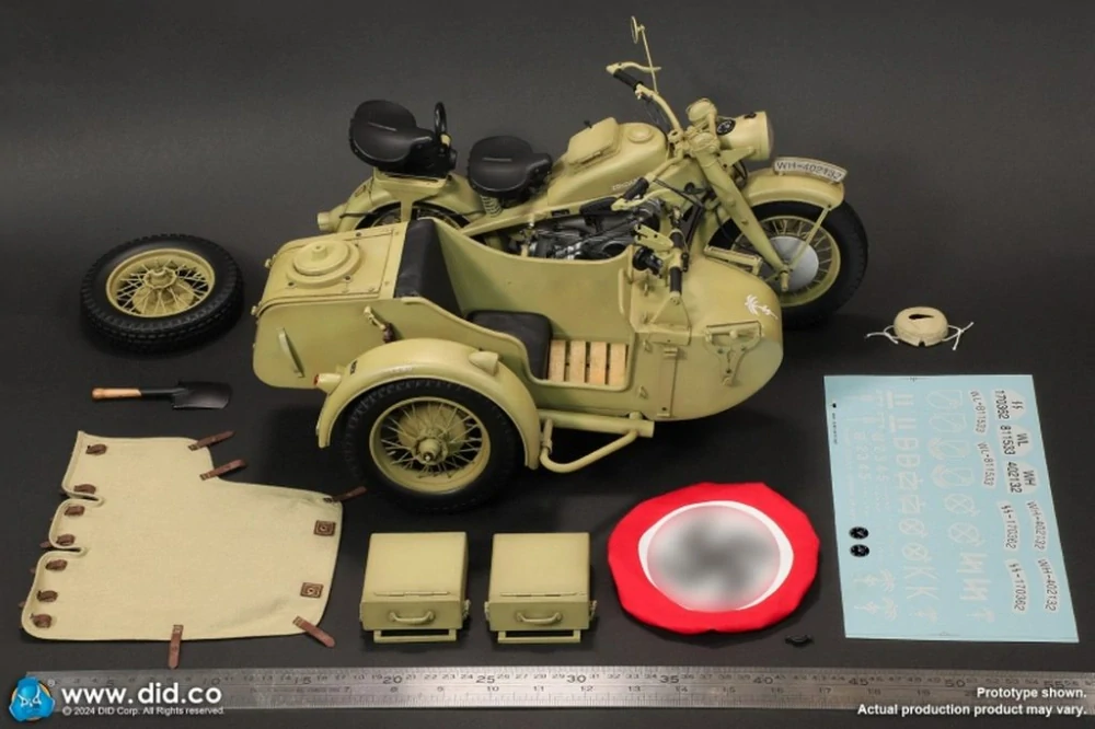 Motocykl 1/6 WWII German Zündapp KS 750 Motorcycle with Sidecar (Sand)