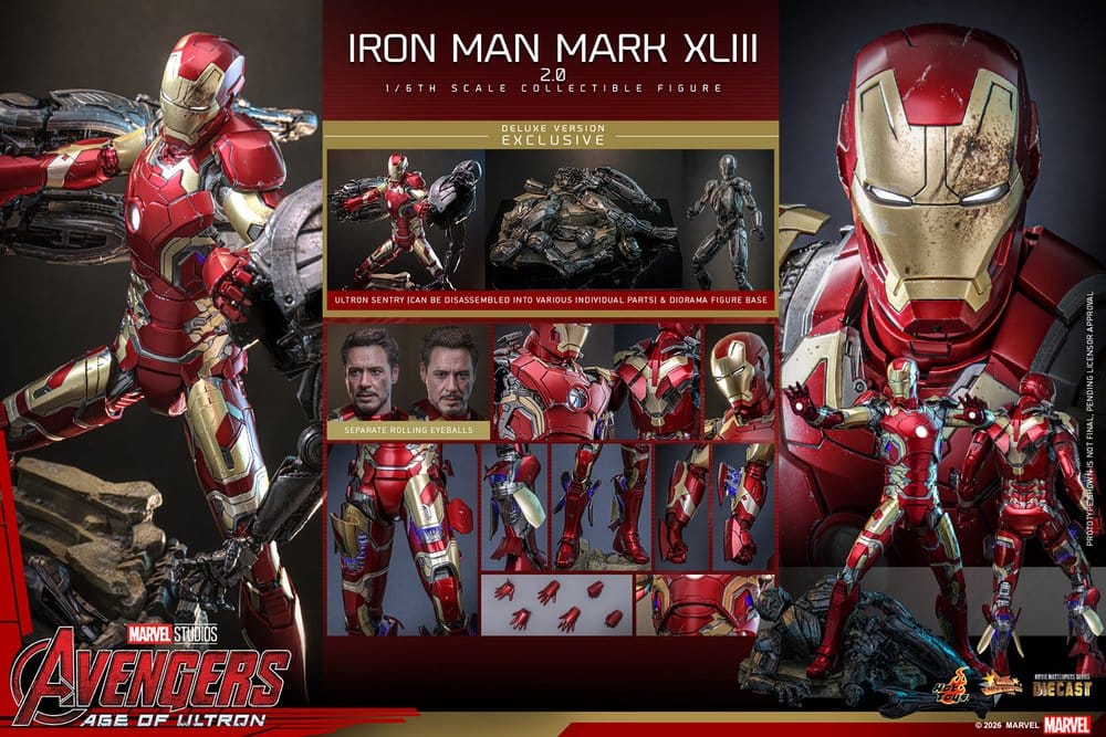 Figurka Iron Man Mark XLIII (2.0) (Deluxe Version) - Avengers: Age of Ultron Movie Masterpiece Diecast Action Figure 1/6