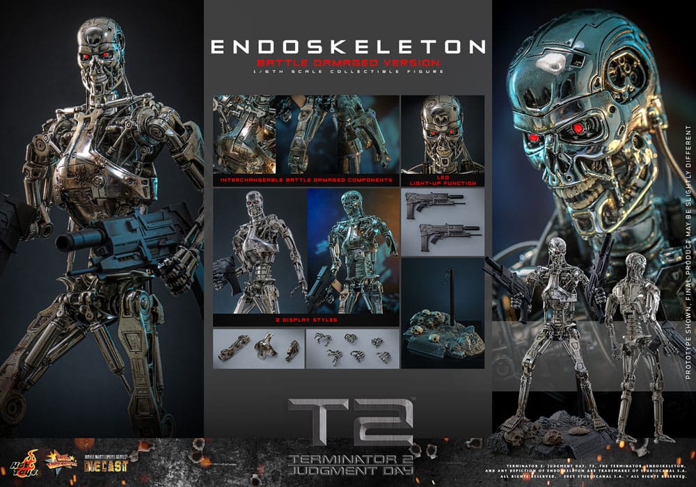 Figurka Endoskeleton (Battle Damaged Version) - Terminator 2: Judgment Day Movie Masterpiece Die-Cast Action Figure 1/6