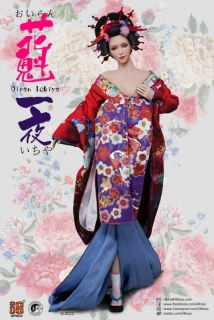 Sada příslušenství pro 1/6 figurku - Red Oiran Ichiya Furisode Clothing Set