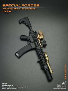 Zbraň pro 1/6 figurky Special Force Weapon Set C Elite Units LVAW - The Unit 5.56 Assault Rifle (Black)